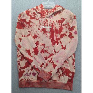 Hollister Hoodie Mens Medium Red Pink Tie Dye Fleece Pullover Sweatshirt Logo
